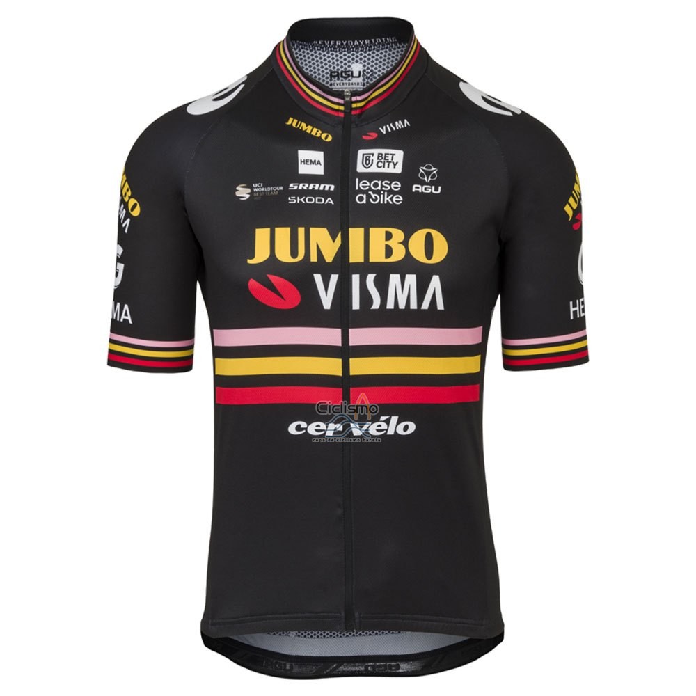 Jumbo Visma Ropa Ciclismo Culotte Corto 2023 Hombre Mangas Cortas AMarillo Negro